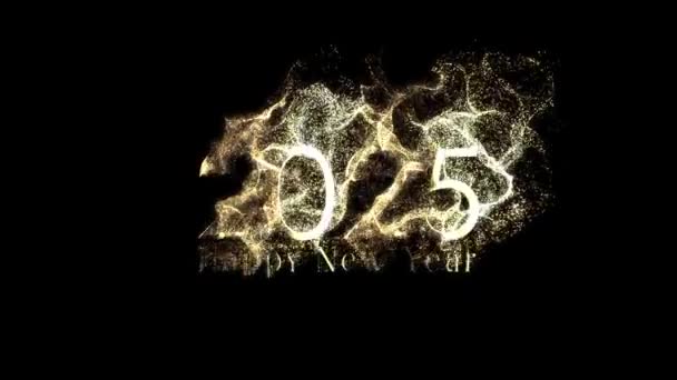 Ano Novo 2025 Com Partículas Ouro Canal Alfa — Vídeo de Stock