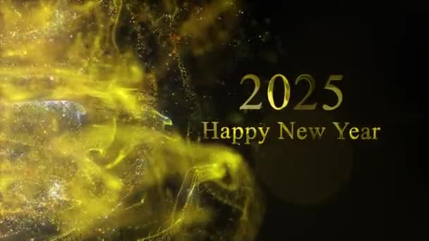 Szczęśliwego Nowego Roku 2025 Złote Cząstki — Wideo stockowe