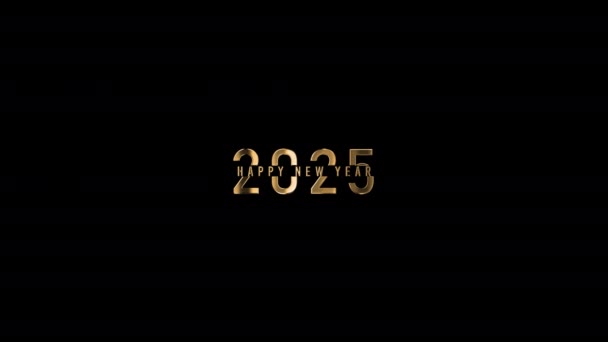 2025年新年快乐 金色字母 有Alpha频道 新年快乐 2025年 — 图库视频影像