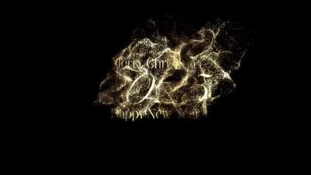 Neues Jahr 2025 Mit Goldpartikeln Neujahr Frohe Weihnachten Grafiken Alphakanal — Stockvideo