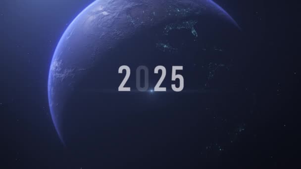 Nowy Rok 2025 Szczęśliwego Nowego Roku 2025 Ziemia Kosmosu — Wideo stockowe