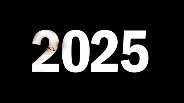 Szczęśliwego Nowego Roku 2025 Ogień Popiół — Wideo stockowe