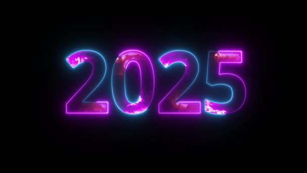 Ano Novo Feliz Néon 2025 Ano Novo 2025 — Vídeo de Stock