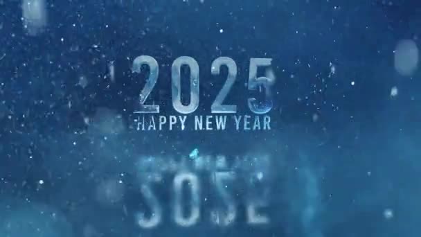 Szczęśliwego Nowego Roku 2025 Powitanie Śniegiem Kapelusz Noworoczny Święto Nowy — Wideo stockowe