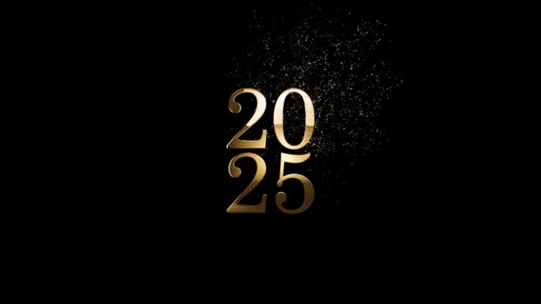 Happy New Year 2025 Congratulations Banner Christmas 2025 Golden Particles — Stock Video