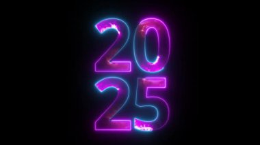 Neon selamlaması 2025 alfa kanalı, yeni yıl, yeni yıl 2025, yeni yıl 2025 sancak