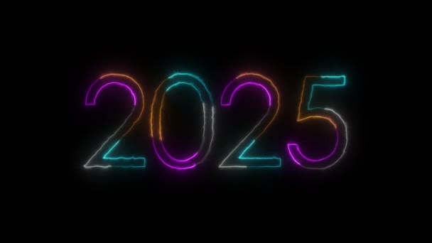 Neon Happy Anul Nou 2025 Canal Alfa — Videoclip de stoc