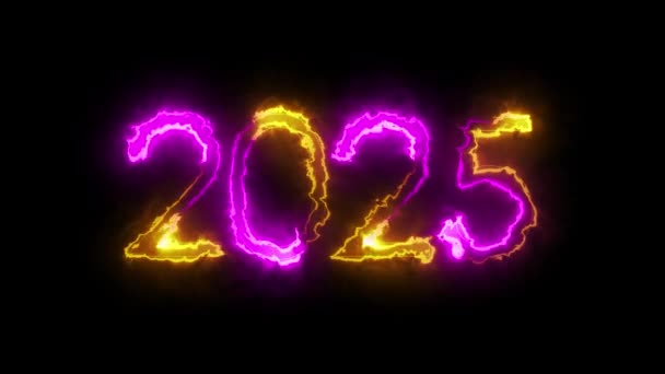 Neon Frohes Neues Jahr 2025 Gruß Neues Jahr 2025 Alpha — Stockvideo