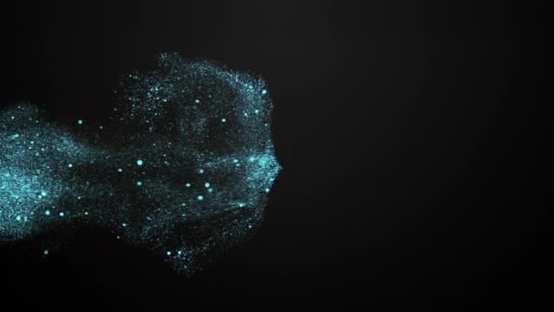 Background Turquoise Colored Particles Black Background — Stock Video