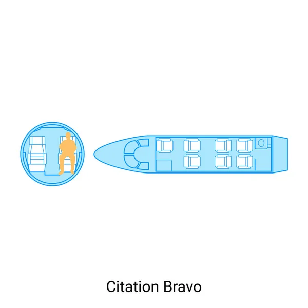 Citation Bravo Airplane Scheme Civil Aircraft Guide — Stock Vector