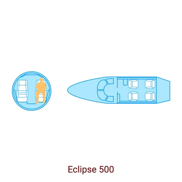 Eclipse 500 Airplane Scheme Civil Aircraft Guide — Stock Vector