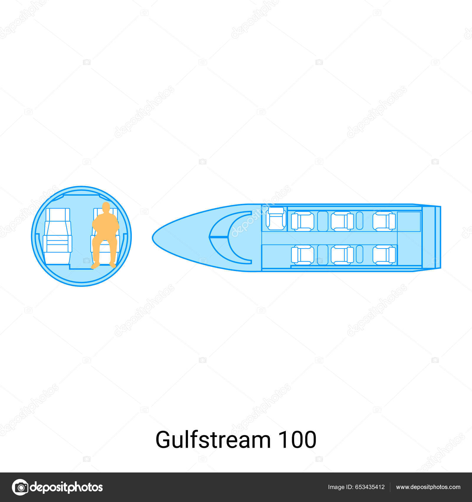 Gulfstream 100 Airplane Scheme Civil Aircraft Guide Stock Vector by ...