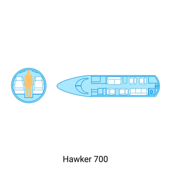 Hawker 700 Airplane Scheme Civil Aircraft Guide — Stock Vector