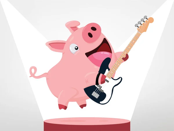 Vector Illustration Rocker Pig Royalty Free Stock Vectors