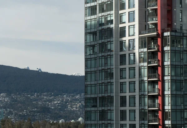 Skyline Cresta Montuosa Che Circonda Centro Vancouver British Columbia — Foto Stock