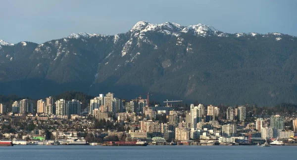 Skyline Cresta Montuosa Che Circonda Centro Vancouver British Columbia — Foto Stock