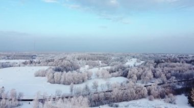 beautiful aerial view of snowy winter landscape in Tallinn, Estonia