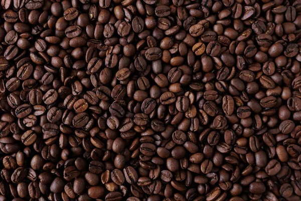 Hintergrund Der Aromatischen Gerösteten Braunen Kaffeebohnen Von Oben — Stockfoto