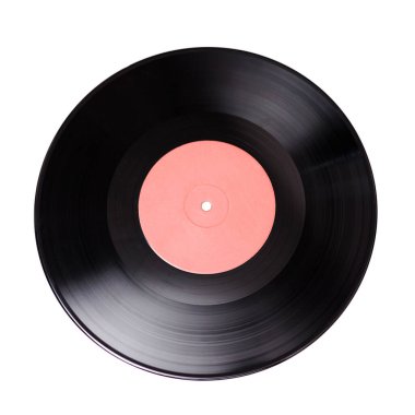Beyaz arkaplanda izole edilmiş siyah eski vinil disk
