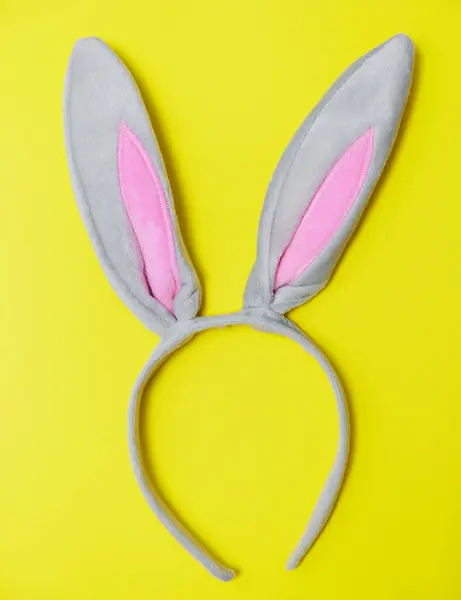 Furry Rabbit Ears Easter Yellow Background Royalty Free Stock Images