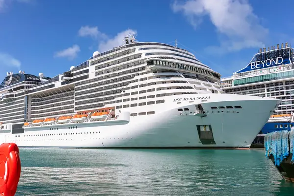 Nassau Bahamas January 2023 Cruise Ship Msc Meraviglia Docked Port Royalty Free Stock Images