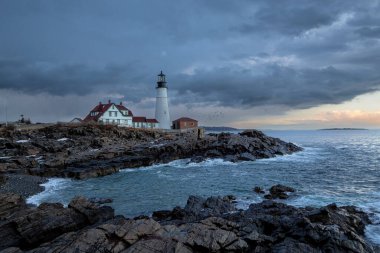 Portland Deniz Feneri, Maine 'de gün batımı