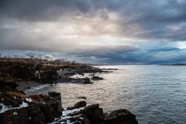 Portland Deniz Feneri, Maine 'de gün batımı