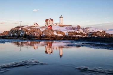 Nubble Deniz Feneri 'nde Günbatımı, Maine