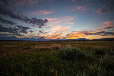 Grand Teton Ulusal Parkı 'nda gün batımı