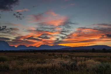 Grand Teton Ulusal Parkı 'nda gün batımı