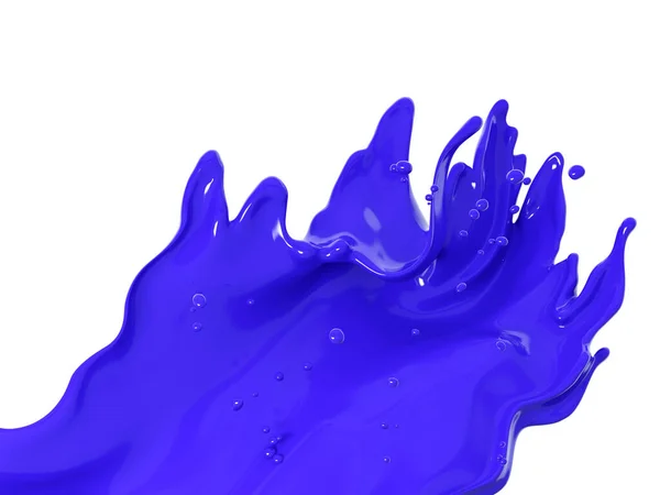 Splashing Blue Paint Liquid Wave Ink Abstract Background Rendering Illustration — Stock Photo, Image