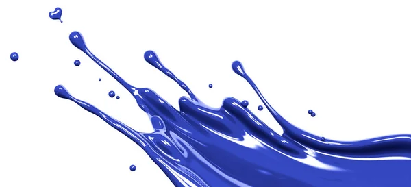 Onde Peinture Bleue Liquide Encre Éclaboussante Fond Abstrait Rendu Illustration — Photo