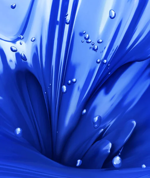 蓝色油漆或液体 斜纹油墨抽象背景 3D渲染 — 图库照片