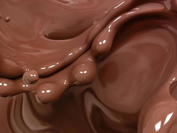 Hot Melted Milk Chocolate Sauce Syrup Pouring Chocolate Wave Flow — Foto de Stock