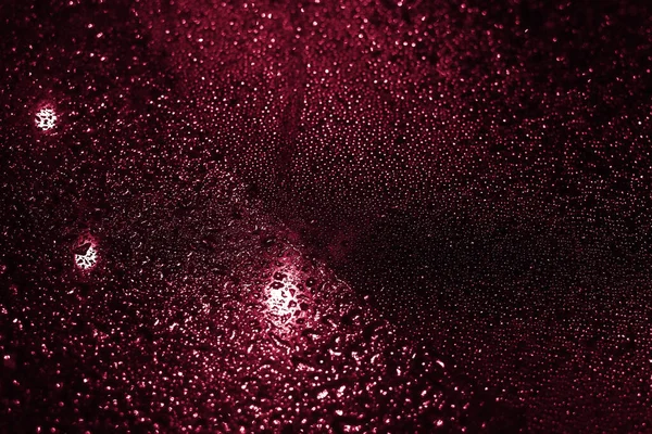 Viva Magenta Toned Bokeh Street Lights Night While Raining Black — Stock Photo, Image