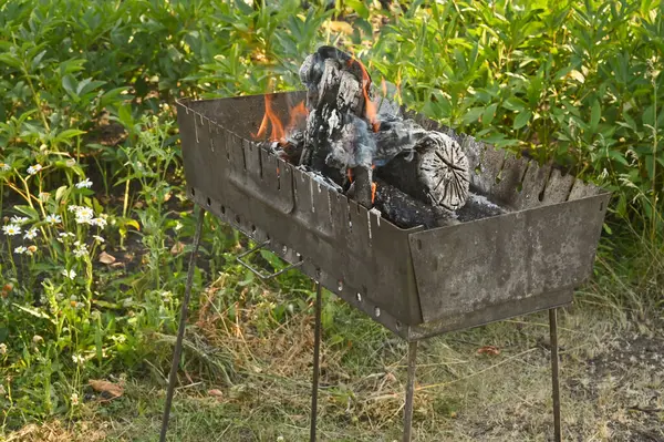 Barbeküde yakacak odun var.