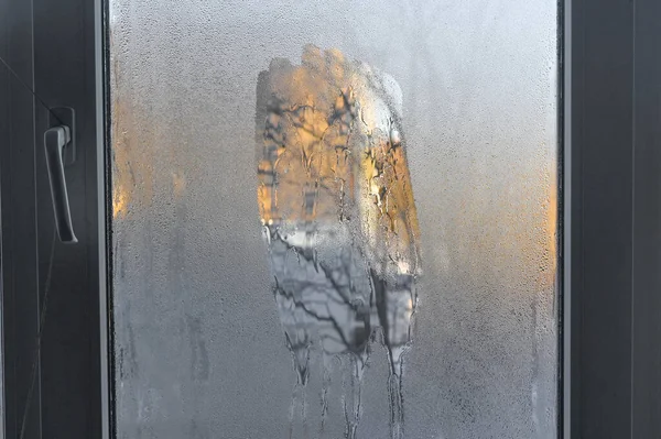 Мокрое Окно Капли Пластиковое Стекло — стоковое фото