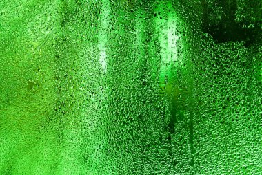 Su damlalı ıslak bardak. yeşil arkaplan