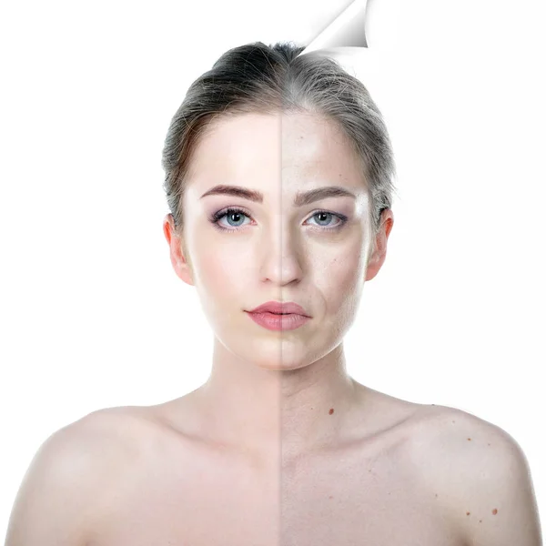 Aging Beauty Treatment Cosmetology Plastic Surgery Concept Portrait Beautiful Woman — Stock Photo, Image