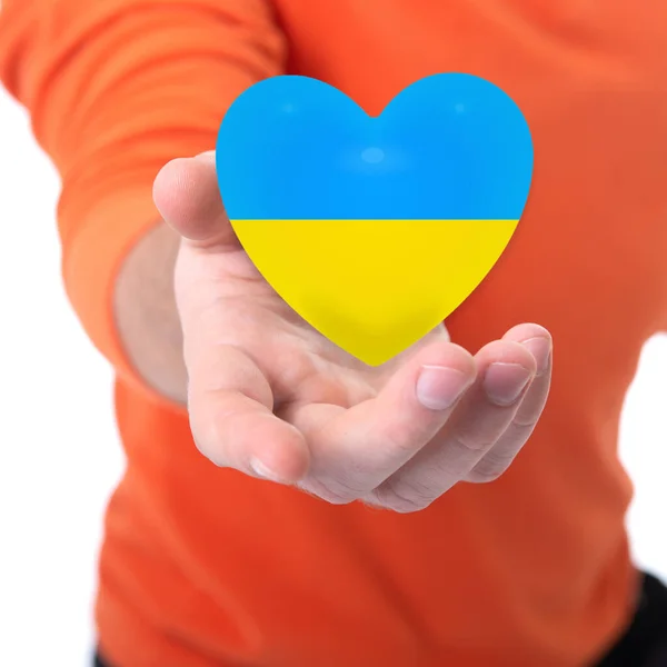 Mades Icône Coeur Couleurs Jaunes Bleues Drapeau National Ukraine Dans — Photo