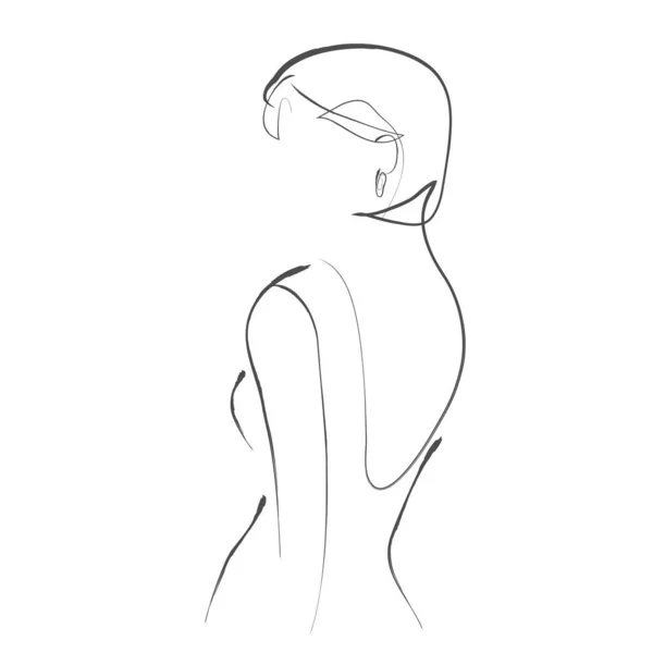 Silhouette Une Jeune Femme Élégante Portant Une Robe Soirée Illustration — Image vectorielle