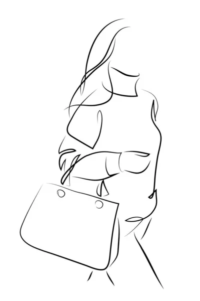 Modern Mode Vektor Illustration Abstrakt Ung Kvinna Bär Eleganta Lågsäsong — Stock vektor