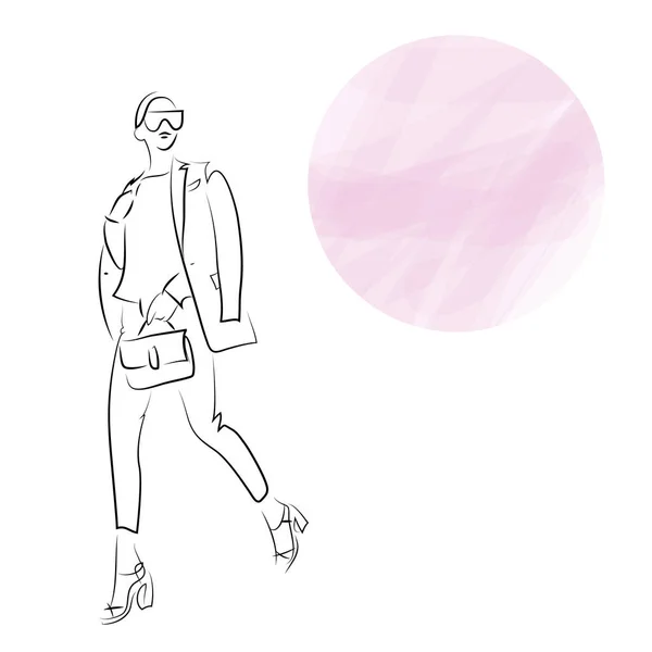 Современная Модная Векторная Иллюстрация Абстрактной Молодой Женщины Элегантной Городской Одежде — стоковый вектор