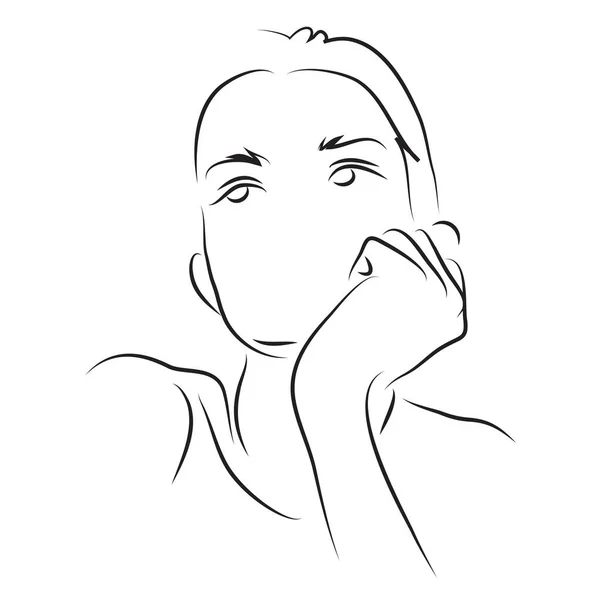 Módní Ilustrace Abstraktní Mladé Krásné Elegantní Ženy Ženská Tvář Ruka — Stockový vektor