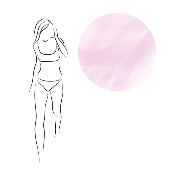 Abstraktní Módní Ilustrace Abstraktní Mladé Ženy Plavkách Kráčející Pláži Moře — Stockový vektor