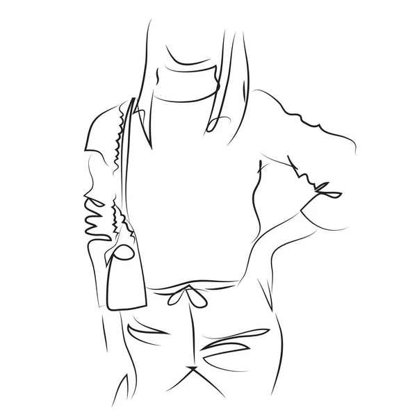 Illustration Vectorielle Mode Jeune Femme Abstraite Portant Des Vêtements Urbains — Image vectorielle