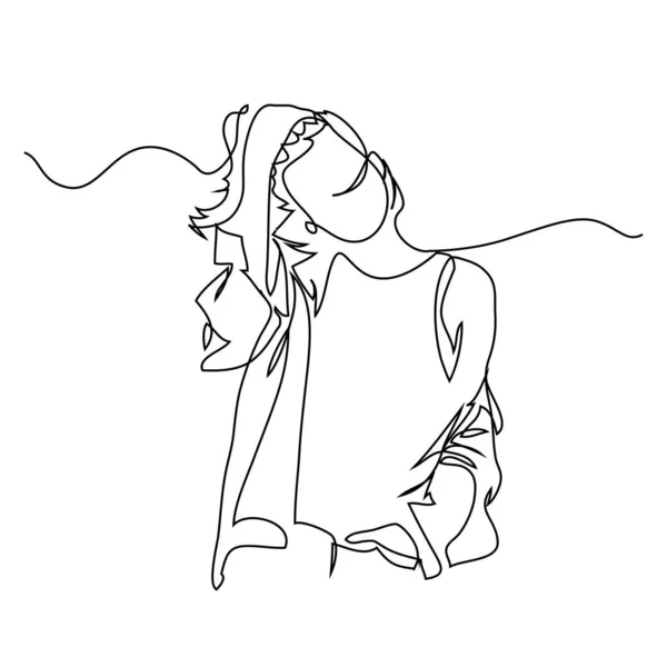Abstraktní Mladá Žena Neformálním Městském Oblečení Chodících Ulicích Ručně Kreslená — Stockový vektor
