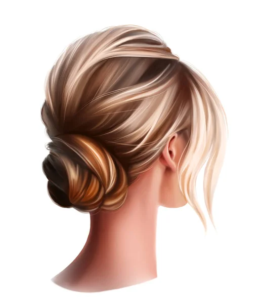 Snygg Damfrisyr Porträtt Ung Vacker Blond Flicka Mode Illustration — Stockfoto