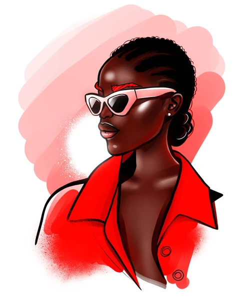Stylish Girl Wearing Red French Sunglasses Portrait Young Gorgeous Stylish — Stock Photo, Image