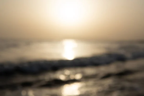 Vista Azul Mar Com Bokeh Belo Pôr Sol Dourado Costa — Fotografia de Stock